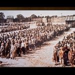 Ravensbruck female prisoners at roll call, in The Hiding Place movie